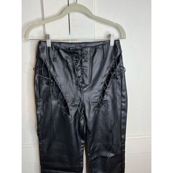 Pretty little things Black thigh lace up straight leg jeans - Picture 5 of 9